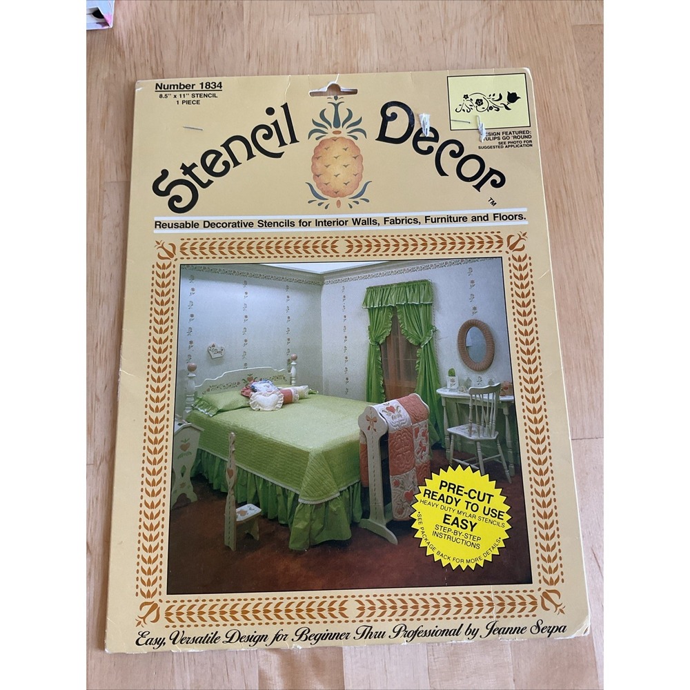 Vintage Plaid Enterprises Inc. Stencil Decor No.‎ 1834 Tulips Go 'Round 8.5"x11"